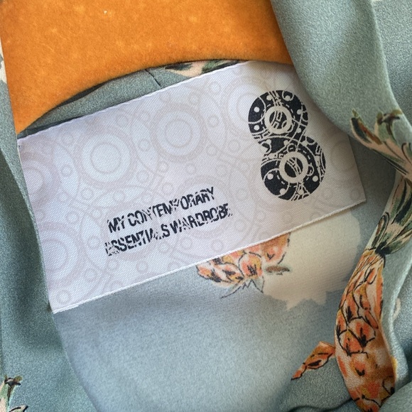 Green Blouse with Pineapple Print Made in Italy - Picture 3 of 5